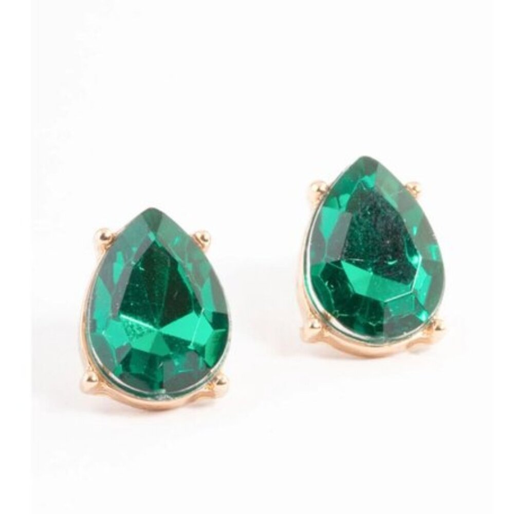 Green Pear Stud Earrings - Picture 3 of 3